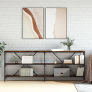 Tavolo Consolle Rovere Fumo 200x30x75cm Legno Multistrato Ferro 832860
