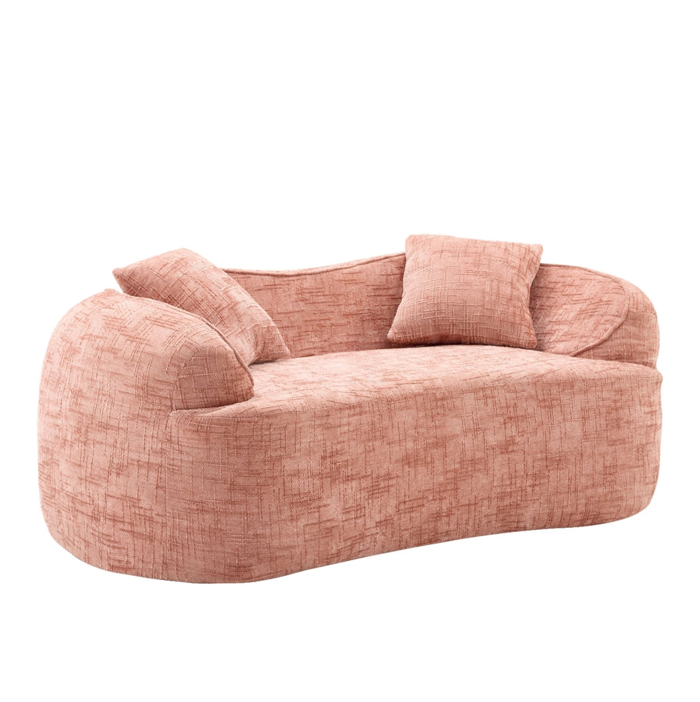 Divano 2 posti arrotondato 170x87x65 cm in tessuto rosa, senza montaggio –