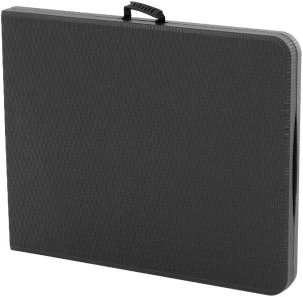 Tavolo Pieghevole Effetto Rattan Antracite 180x70x74 cm  Tavolo da Giardino Richiudibile per 6-8 Persone