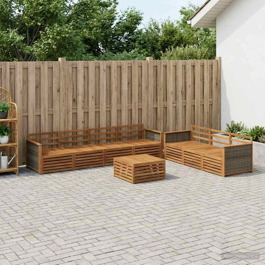 Set di divani da esterno 8 pz Naturale Legno di Acacia Massello 3383107