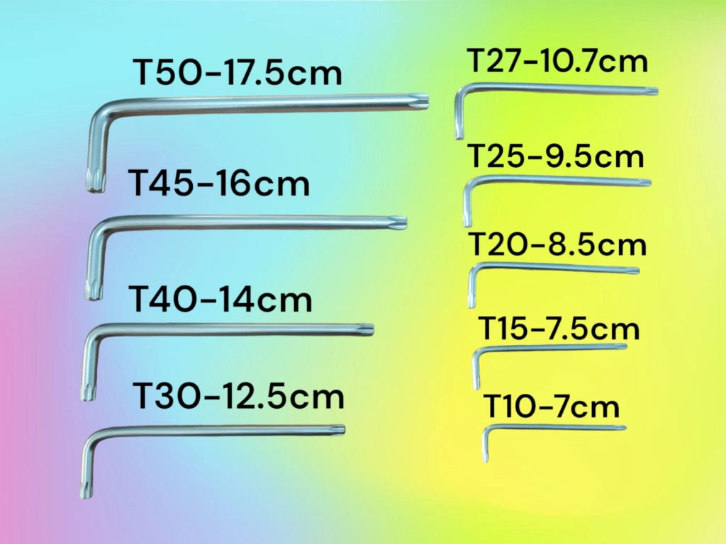 Set 9 Chiavi Torx a L Extra Lunghe Cromo Vanadio Chiavi Da T10 a T50 YX-1002