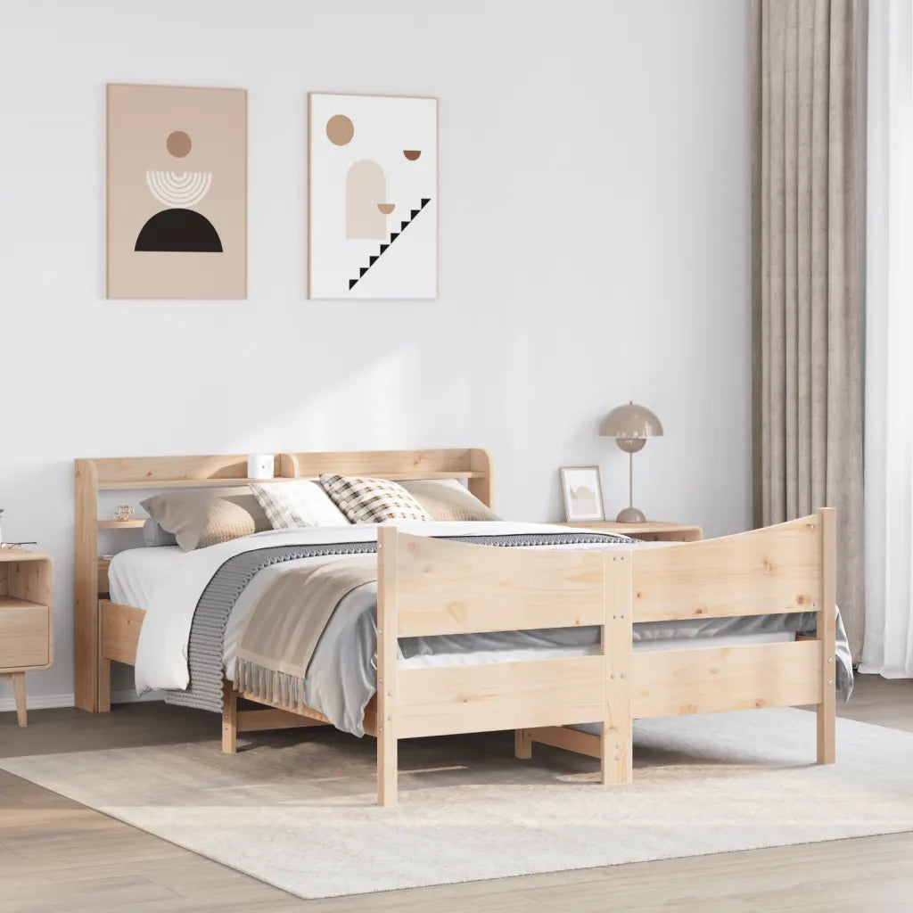 Giroletto con Testiera-Struttura Letto con testiera 150x200 cm in Legno Massello di Pino 718007
