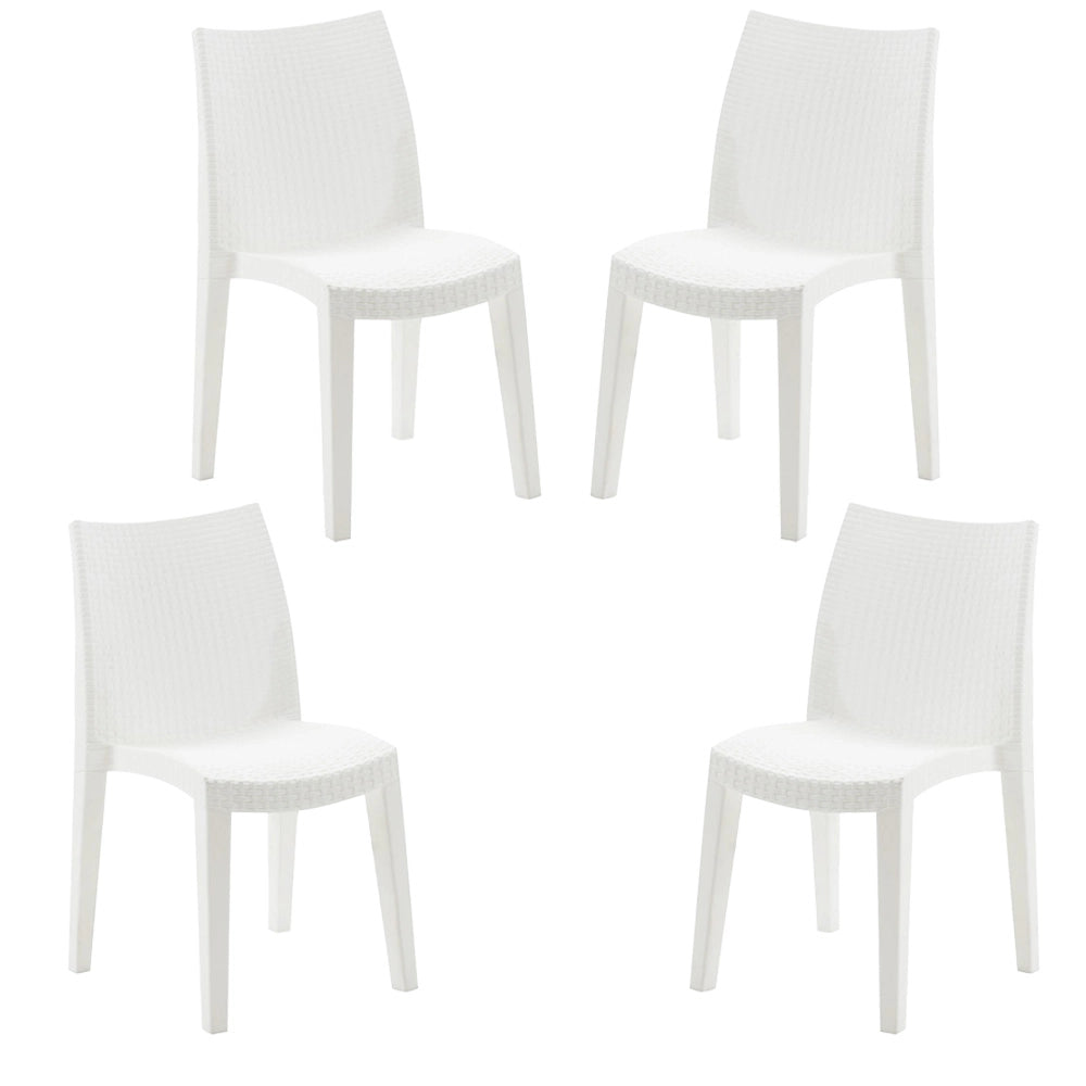SET 4 SEDIE LADY IMPILABILE DA ESTERNO ED INTERNO BIANCA 55 X 48 X H86 CM