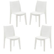 SET 4 SEDIE LADY IMPILABILE DA ESTERNO ED INTERNO BIANCA 55 X 48 X H86 CM