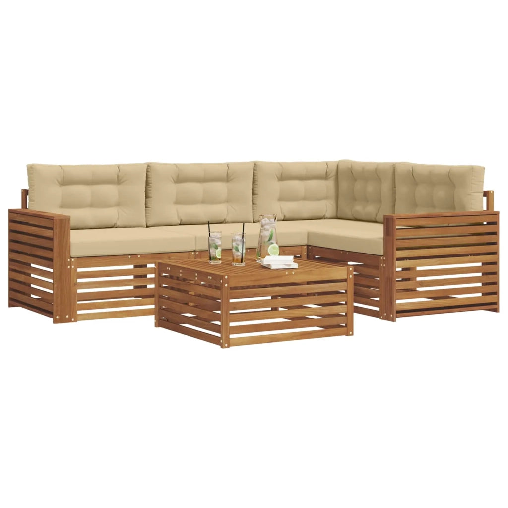 Set di divani da esterno con cuscino 5 pcs Naturale e Beige