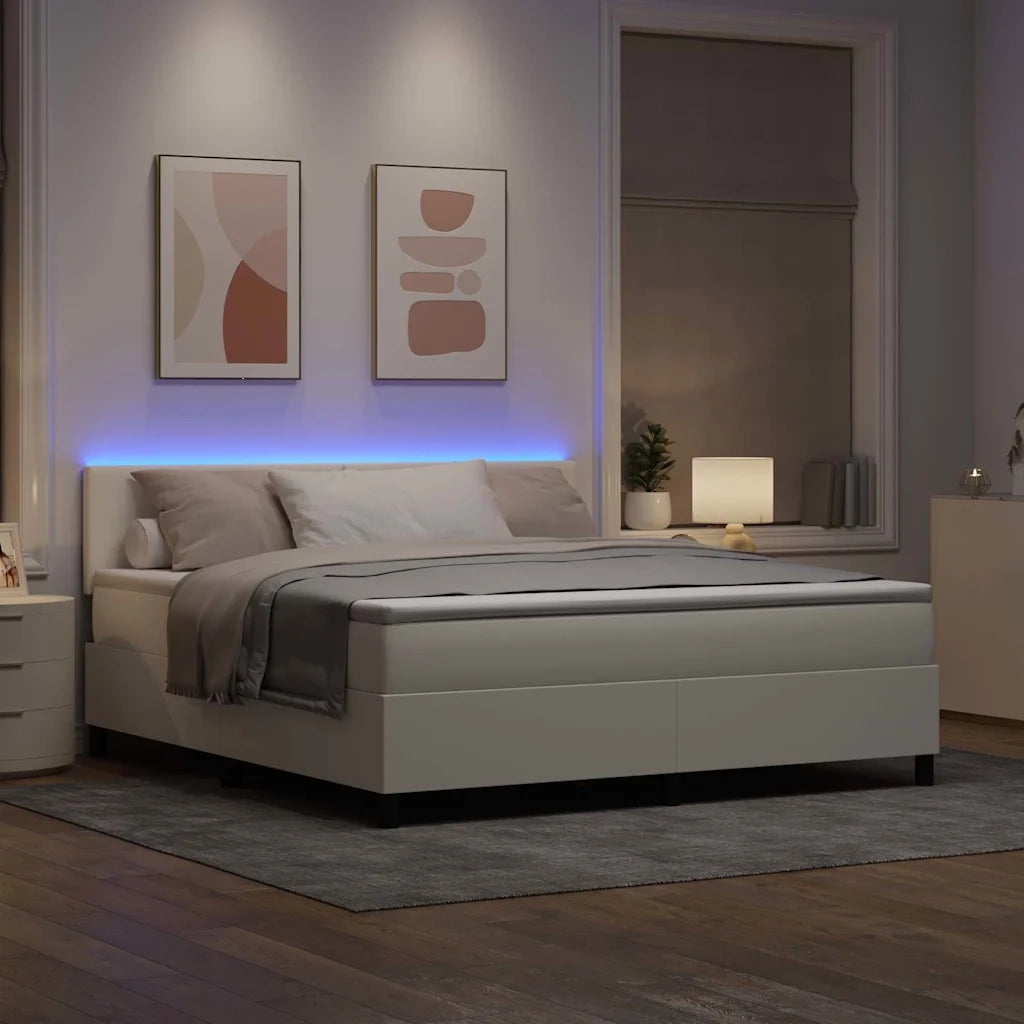 Letto a Sorgente LED con testiera Crema e Bianco 180 x 200 cm 3337613