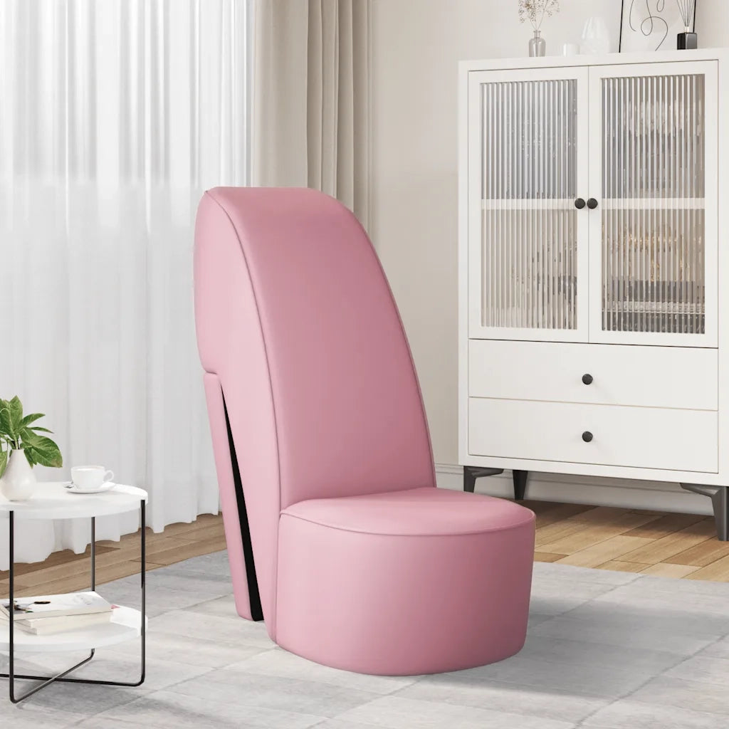 Poltrona a Forma di Scarpa con Tacco in Similpelle Rosa 248648