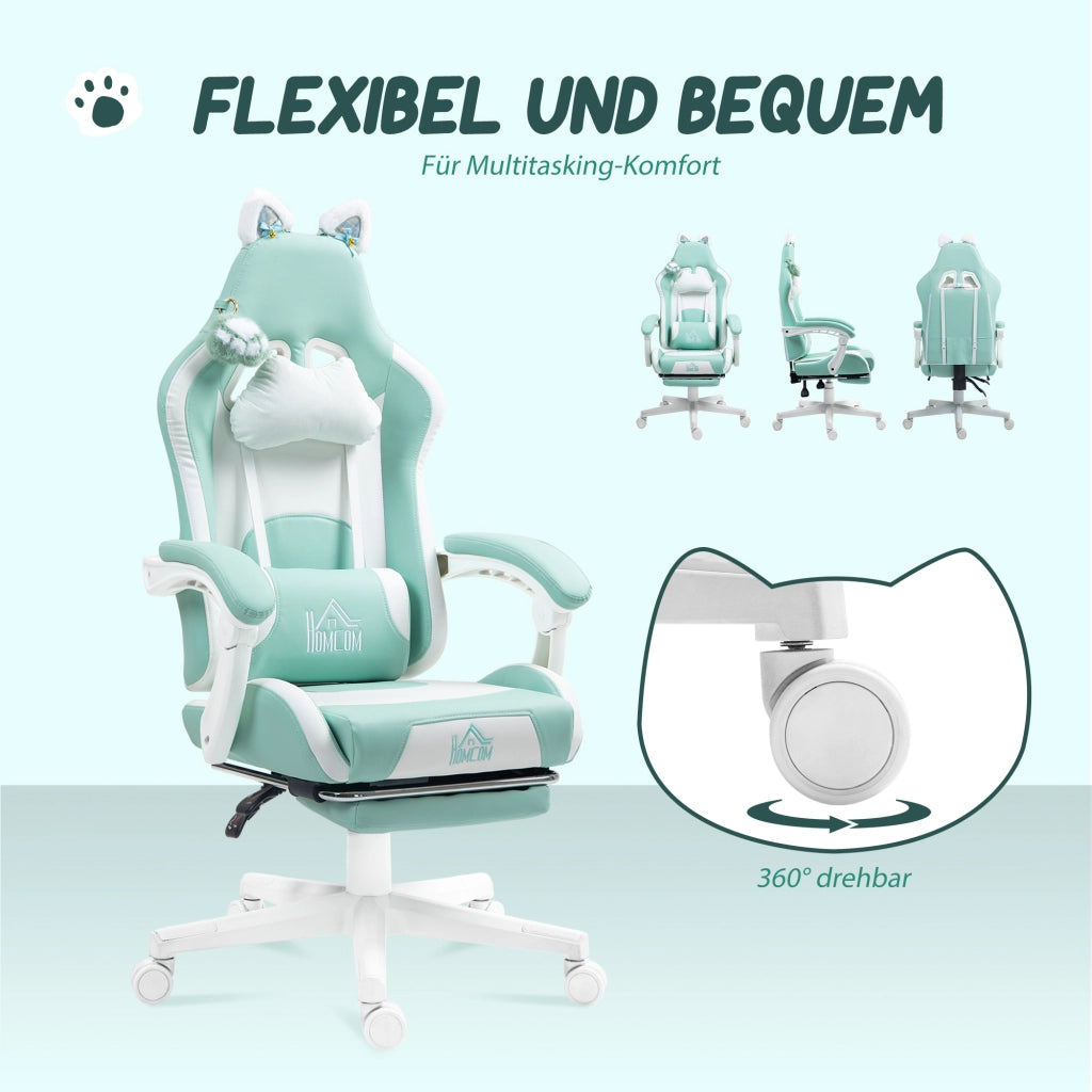 Poltrona Gaming Reclinabile con Poggiapiedi ¨C Xylo ¨C Blu Tiffany