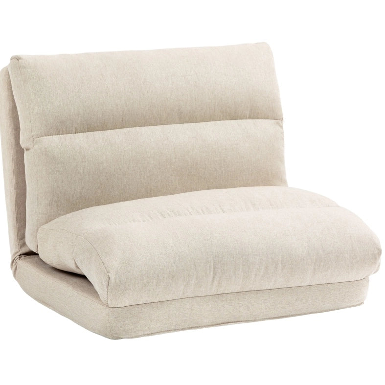 Sedia da pavimento pieghevole 70x72x56 cm con schienale reclinabile a 6 posizioni in poliestere beige