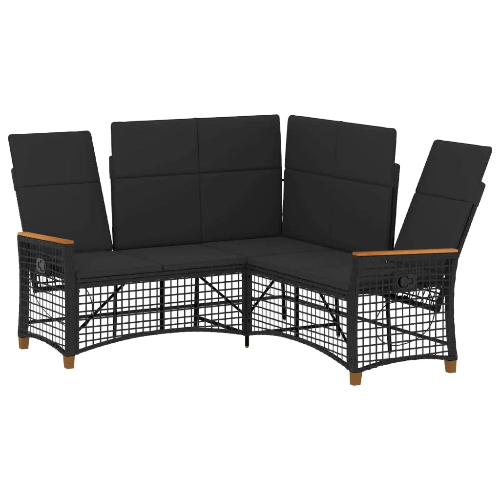 Set di Divani Recliner da Giardino | Set Salotto da Giardino Nero 164 x 164 x 112 cm