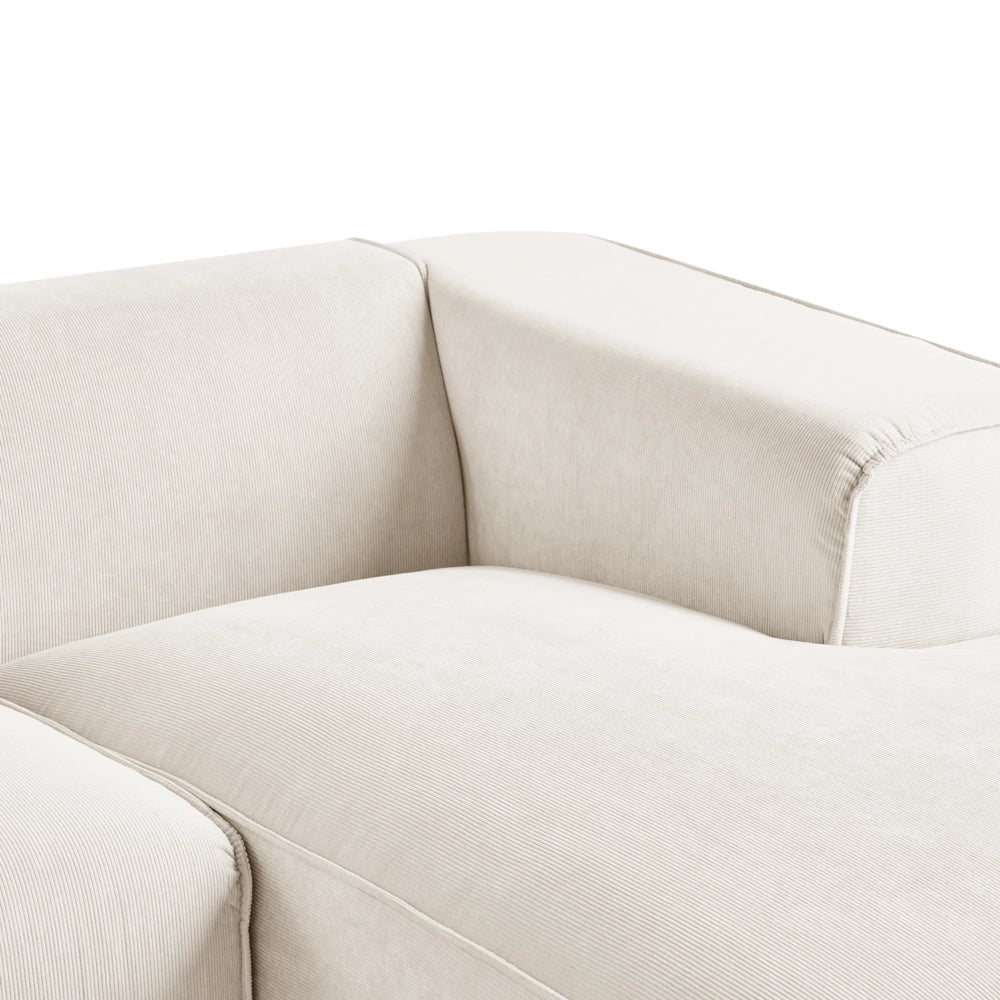 Divano Angolare Bianco Crema Velluto A Coste 3 Posti Cuscini Extra Dispersi versione sinistra stile Moderno