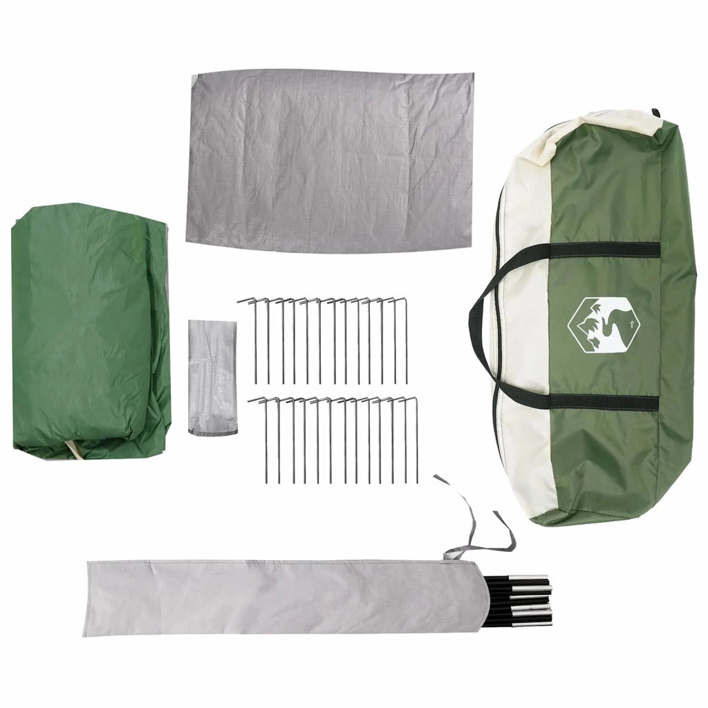 Tenda familiare con telo da pioggia resistente all'acqua Verde