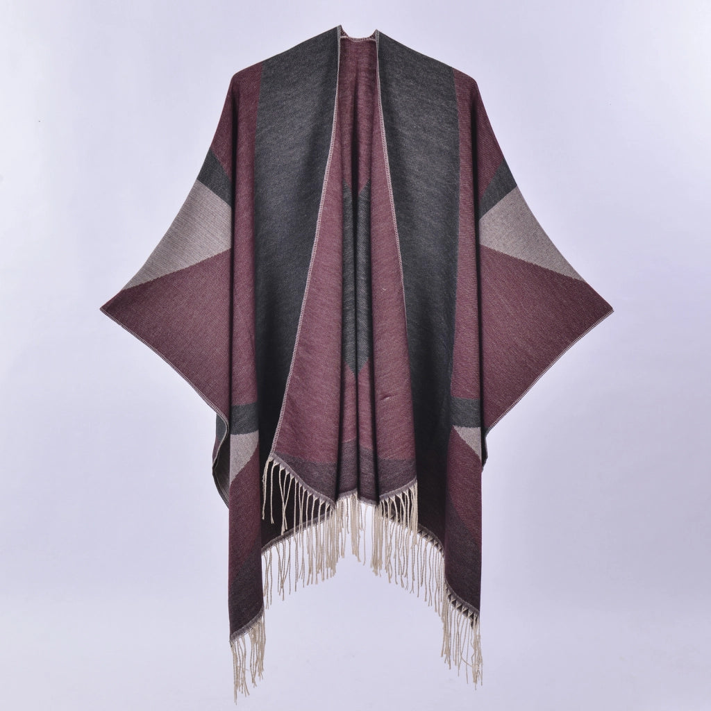 Nuovo mantello/cappotto da donna in cashmere con nappe double-face.