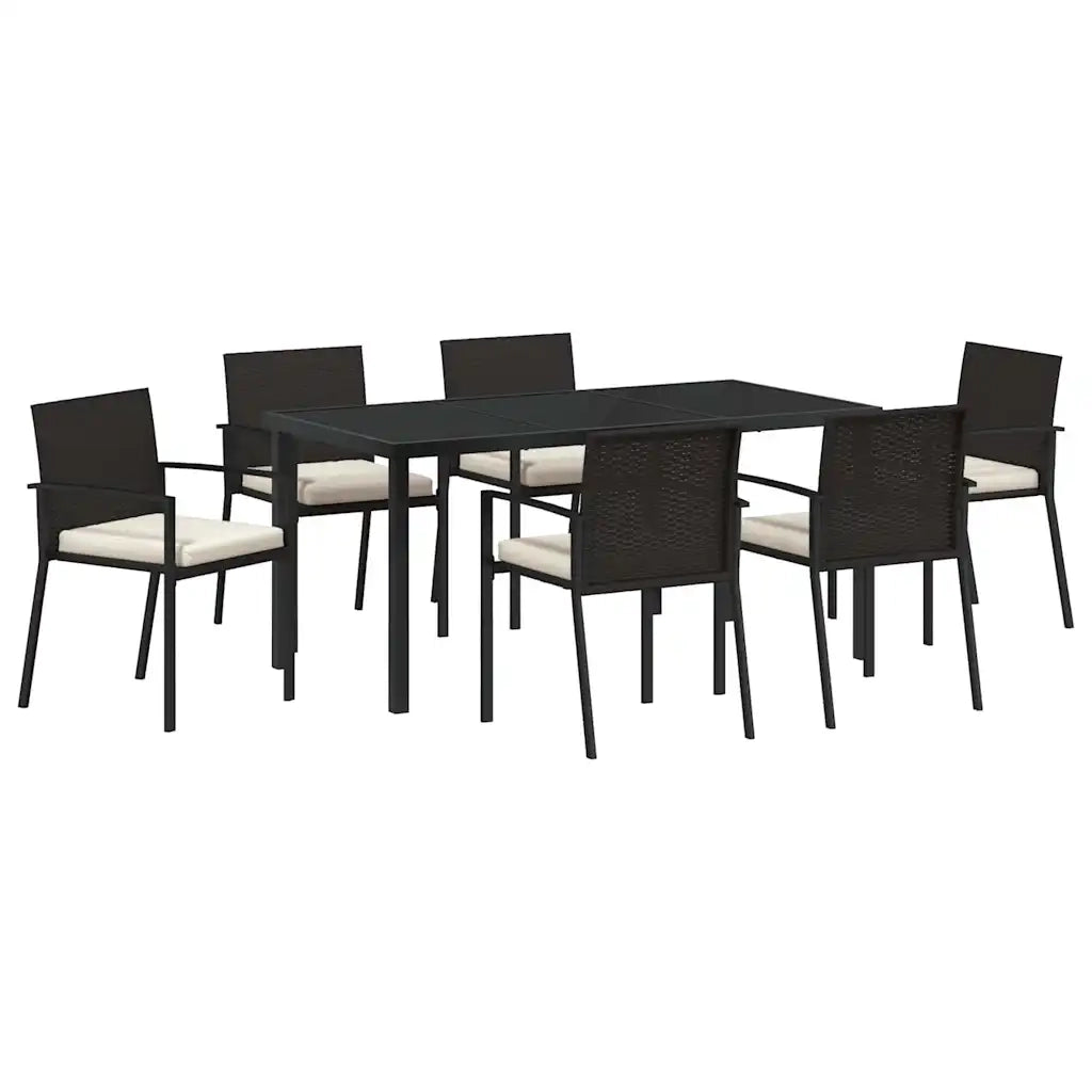 Set da Pranzo per Giardino 7 pcs Nero 3379237