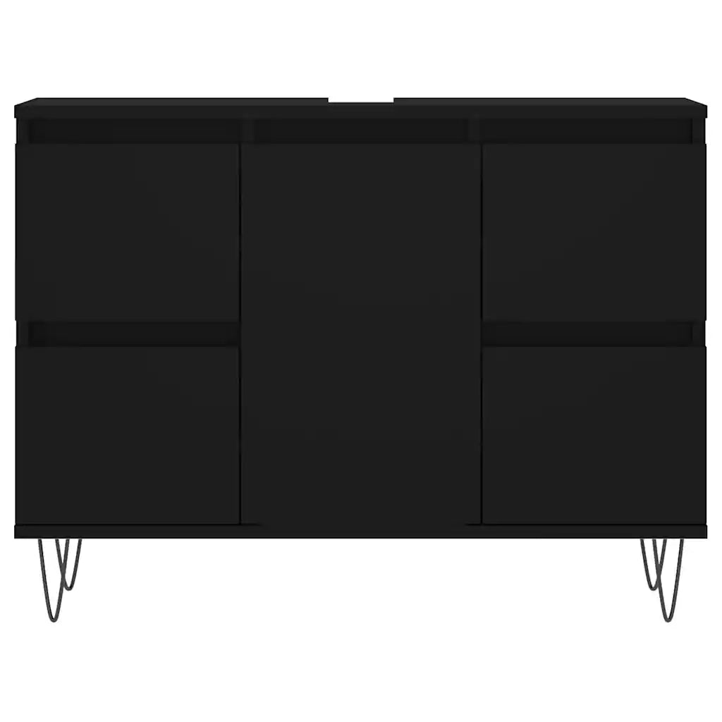 Mobile da Bagno Nero 80x33x60 cm in Legno Multistrato 831653