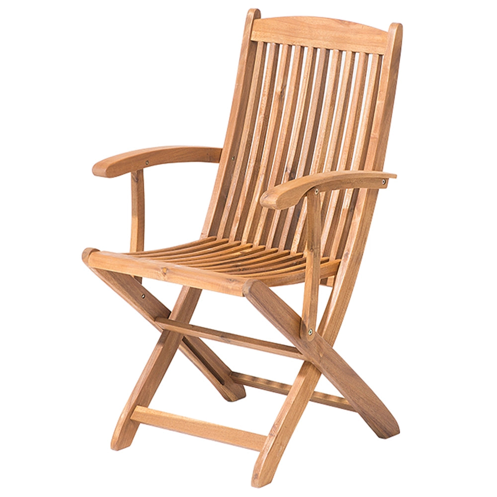 Set da pranzo all'aperto in legno di acacia chiaro con cuscini a righe tavolo a 8 posti sedie pieghevoli design rustico