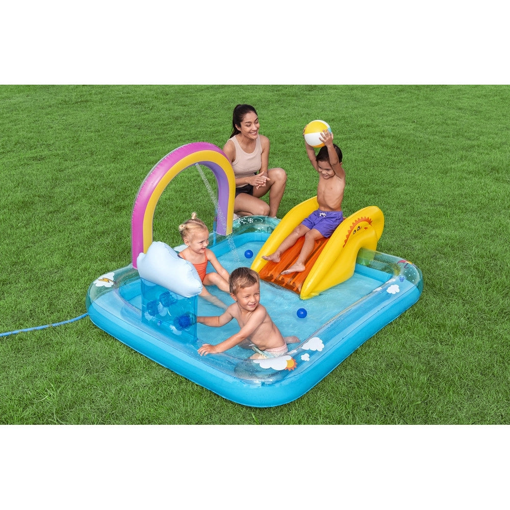 Trade Shop - Centro Giochi Acquatico Piscina Gonfiabile Bambini Con Scivolo Spruzzatore Arcobaleno 53174 -