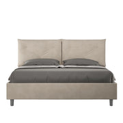 Letto Matrimoniale 160x200 cm con Rete e Contenitore Giroletto con Alzata Comoda Imbottito in Microfibra Appia Sabbia