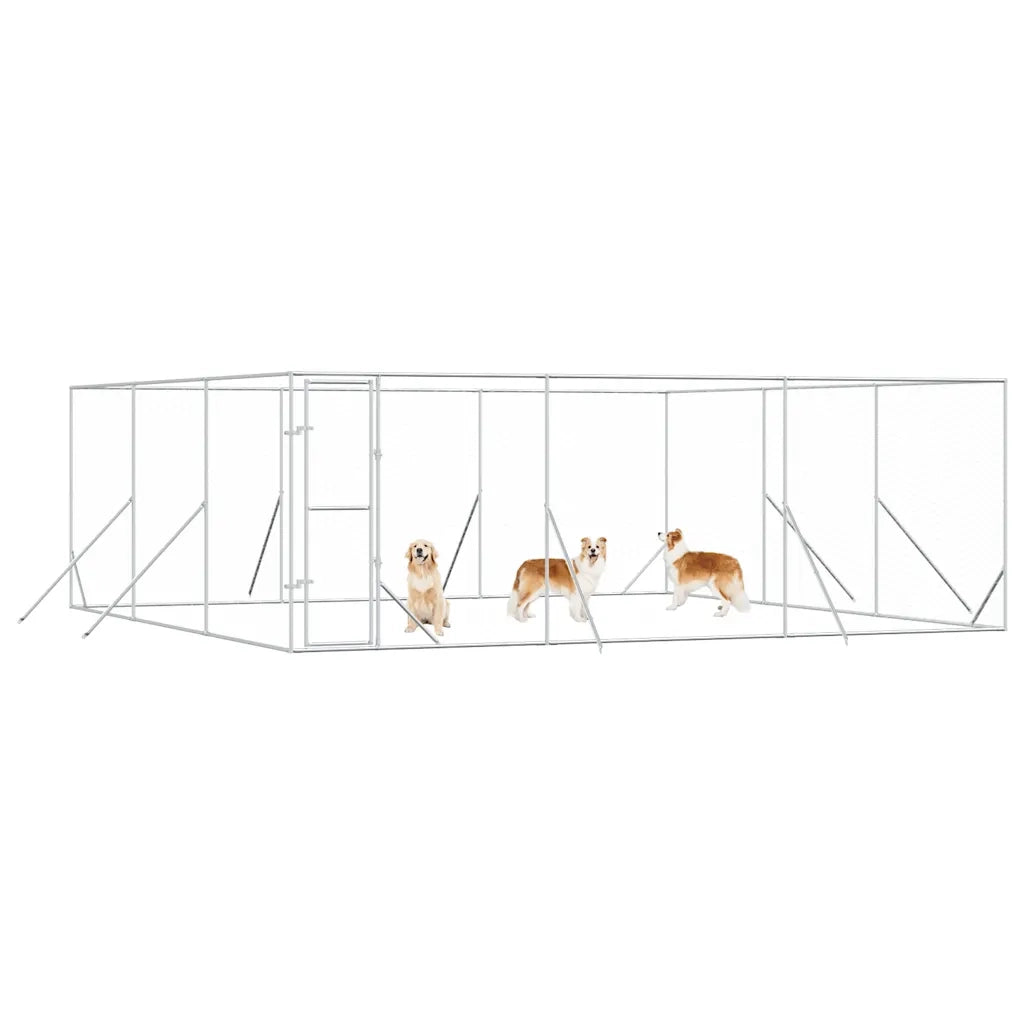 Cuccia per Cani da Esterno Argento 6x6x2 m in Acciaio Zincato 3190460