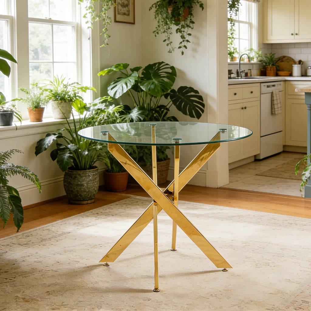 Tavolo da pranzo con 4 sedie in velluto e gambe placcate oro, schienale alto, per sala da pranzo e vanity, oro
