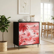 Cassettiera AACHEN Stampa di palme rosa 66 x 36,5 x 76 cm 8007386