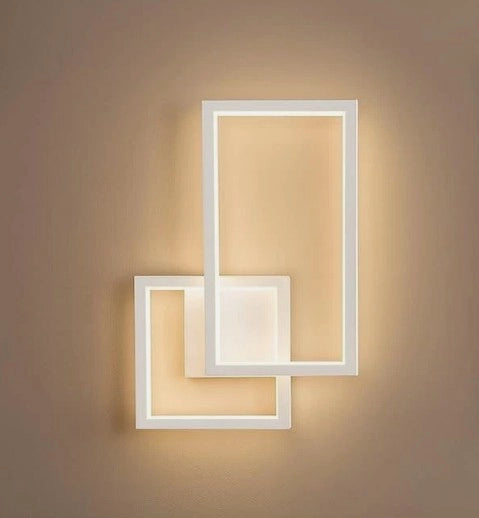 Applique LED da Parete Moderna Bianco Design Geometrico Rettangolare Illuminazione Decorativa Interni Soggiorno Camera Letto