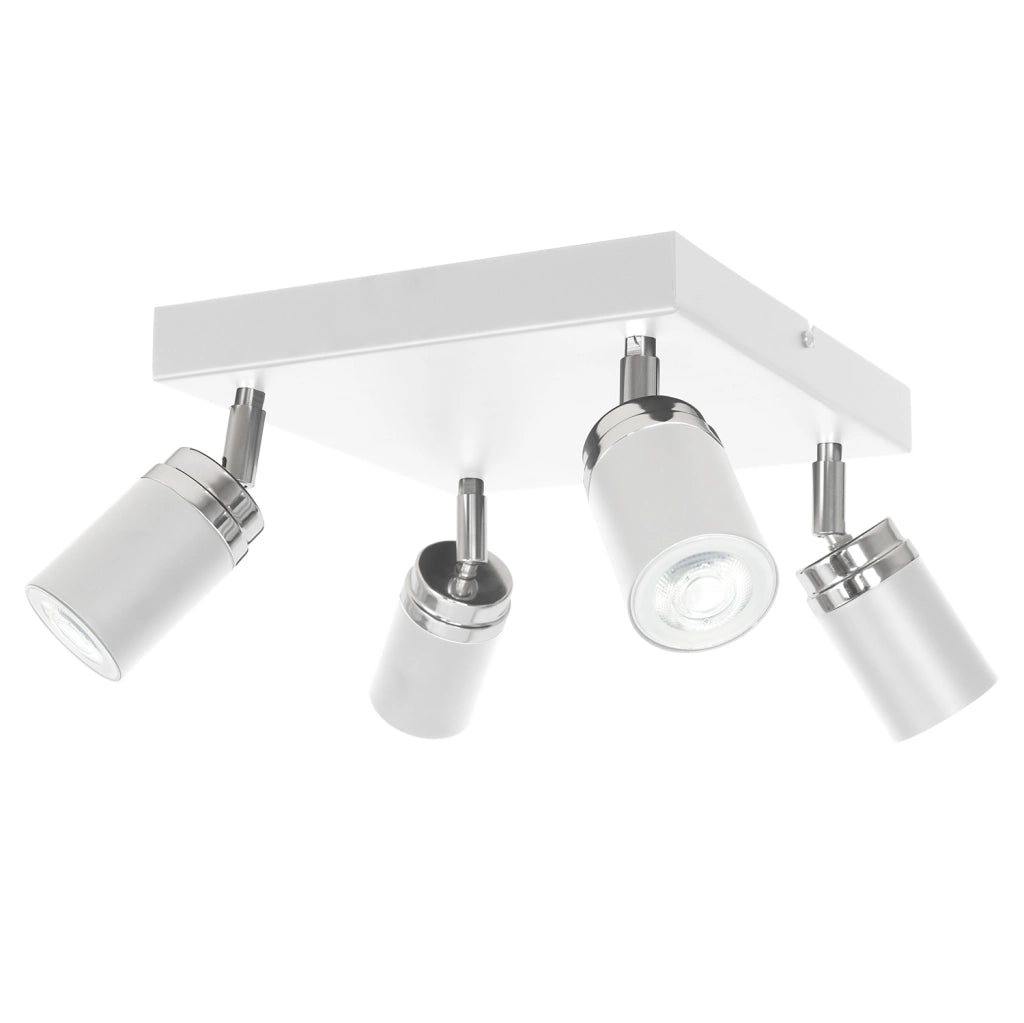 Plafoniera quadrata 4 spot bianco/cromo GU10 Reno Luminex