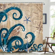 Douchegordijn Nautico - Impermeabile e Resistente alla Muffa - Azzurro - Design Nautico - Per Bagno - 180x180cm