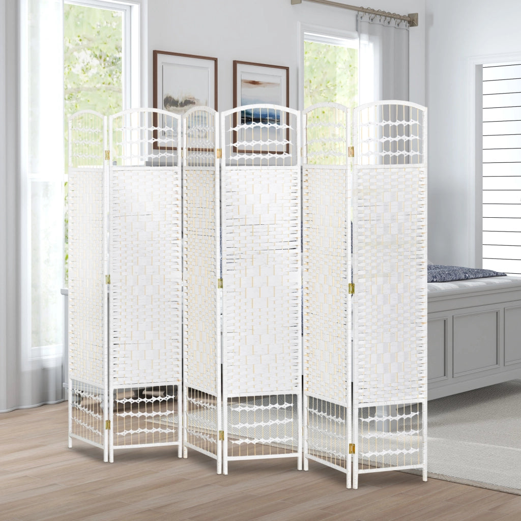 Paravento 6 Pannelli ¨C Xylo ¨C Fibra Carta Bianco Divisorio Salvaspazio 242x170 cm