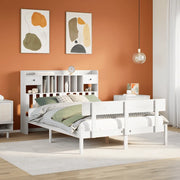 Letto Libreria senza Materasso-Struttura Letto con contenitore Bianco 150x200 cm Legno di Pino 778926