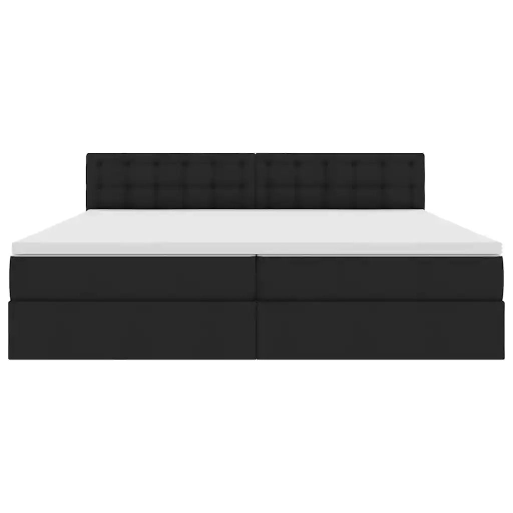 Letto con contenitore LED e materasso Nero 200 x 200 cm Tessuto