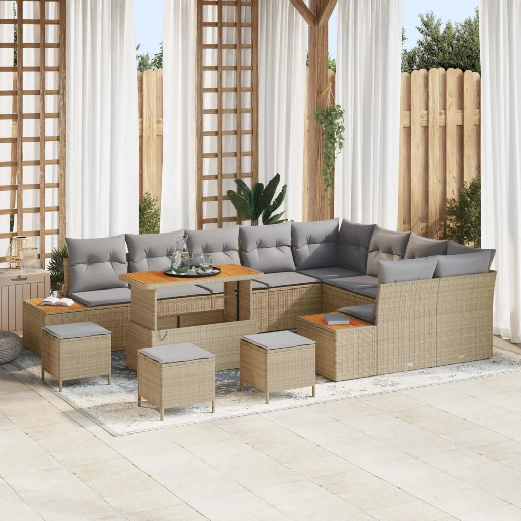 Set Divano da Giardino con cuscino 13 pcs Beige e Grigio Chiaro 3363352