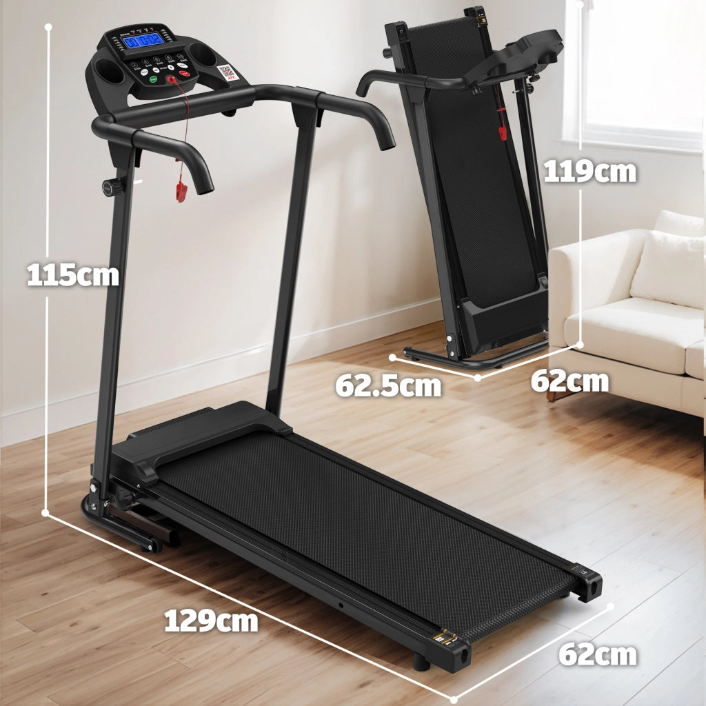 Tapis Roulant 2 in 1 129x62x115 cm Nero con App, 12 Programmi, Ammortizzazione e Portata 120 kg