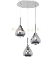 SOSPENSIONE BIANCO 3 LUCI TONDA VETRI FUME 1177BI-S3 T-FU