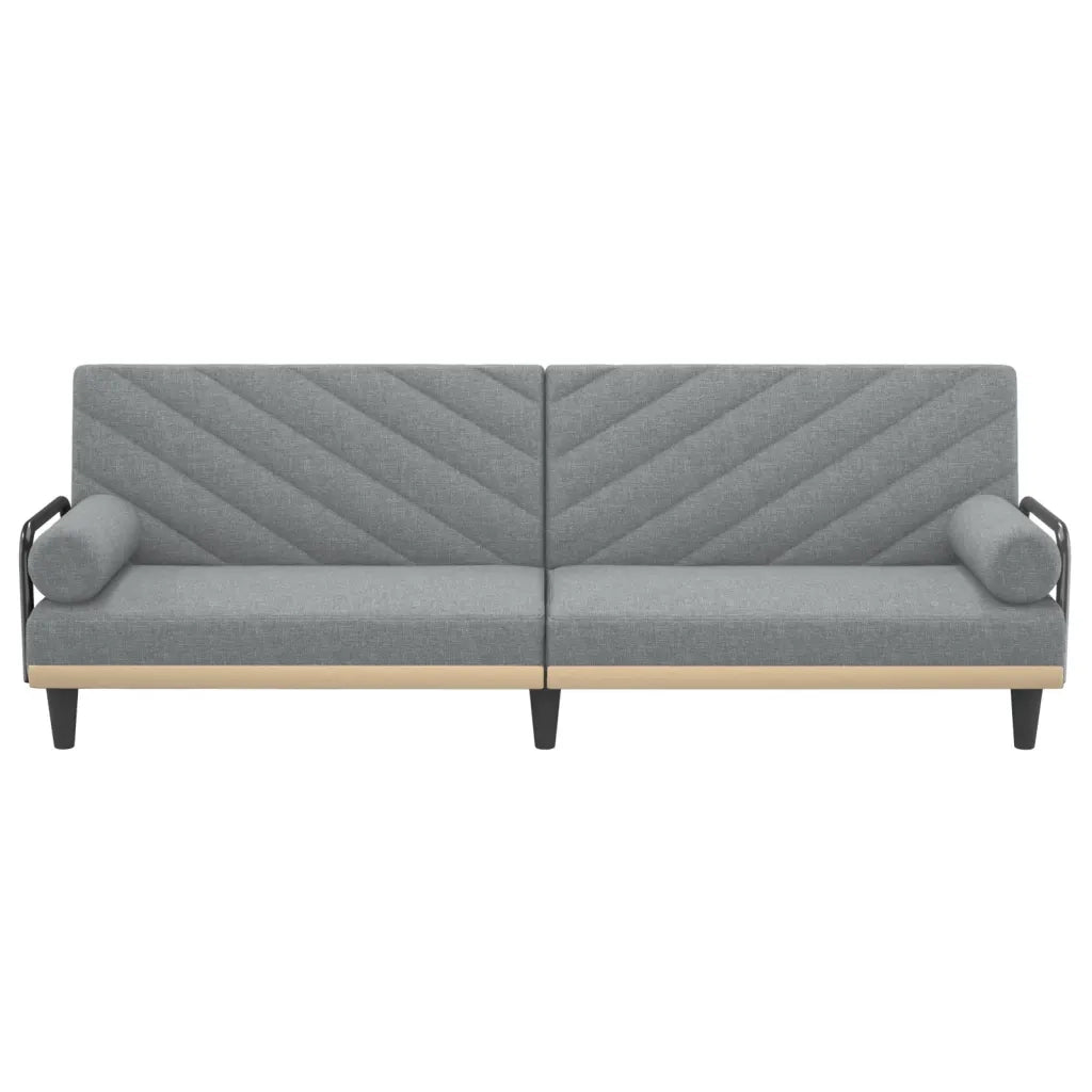 Divano Letto con Braccioli Grigio Chiaro in Tessuto 351931