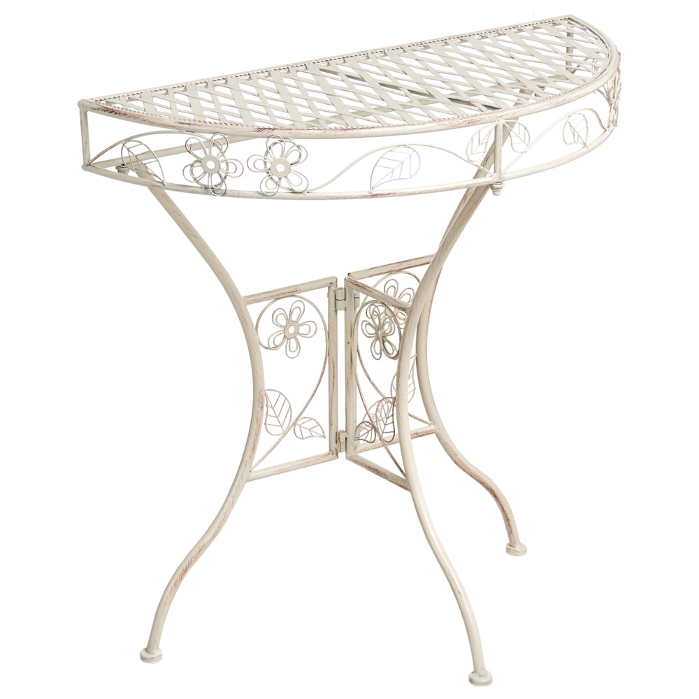 Set da giardino in metallo stile vintage con motivo floreale e struttura in ferro Beige chiaro stile vintage