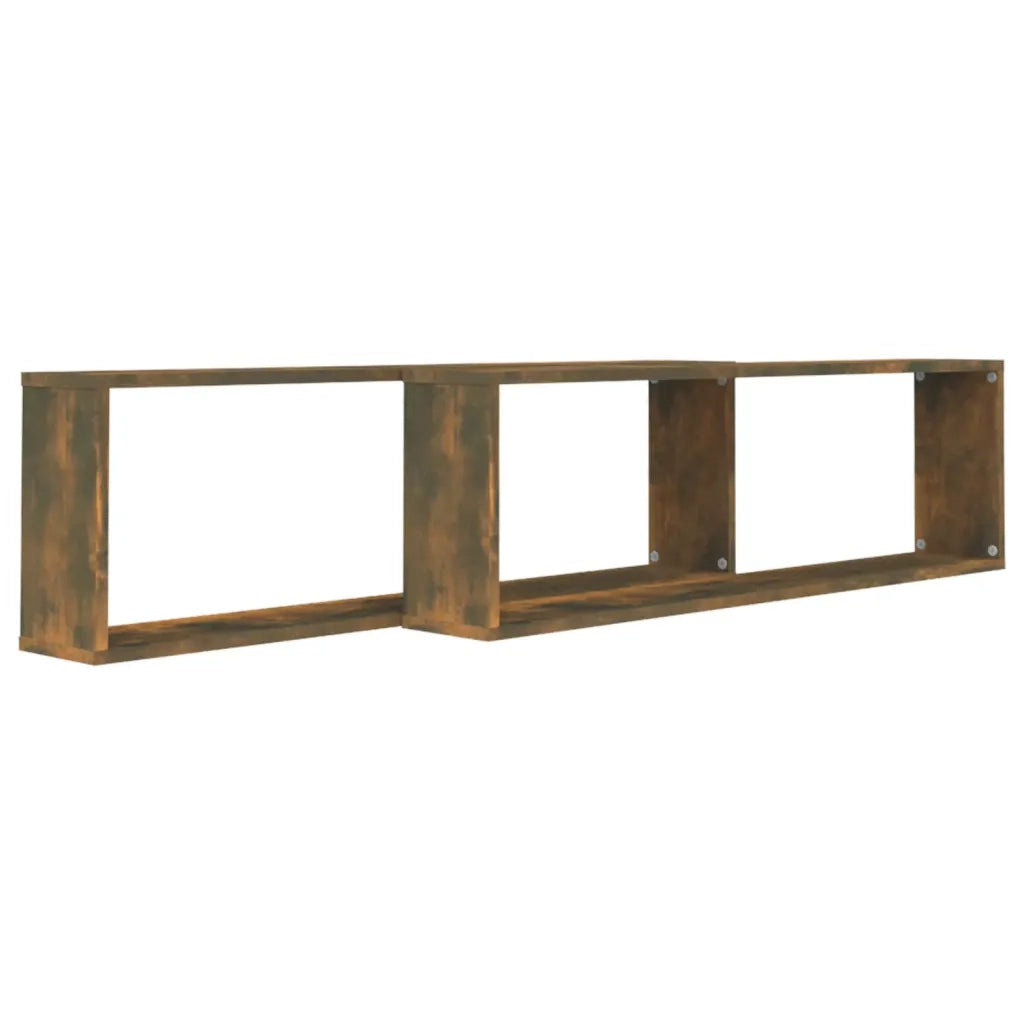 2 pz Mensole Parete | Mensola sospesa Cubo Rovere Fumo 100x15x30 Legno Multistrato
