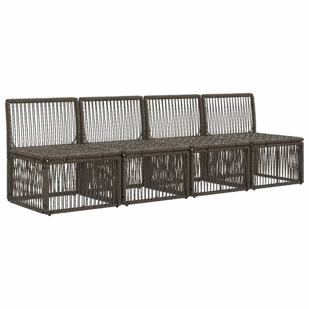 Divano a 4 posti 4 pcs 4-Numero di posti Grigio polyrattan 42026720