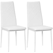 Set 2 Sedie 41x50x97 cm con Schienale Alto in Finta Pelle e Acciaio Bianco