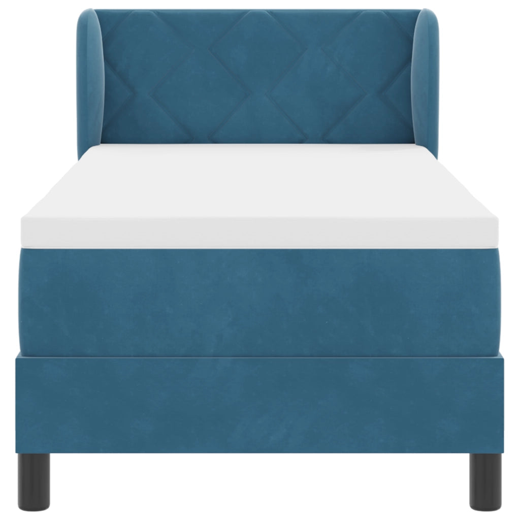 letto box spring  con materasso blu scuro 80x200 cm in velluto
