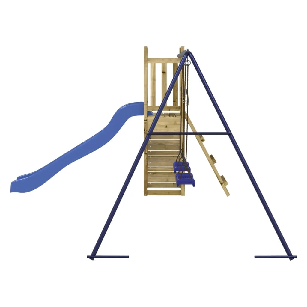 Altalene per parco giochi all'aperto scivolo altalene robuste giochi da giardino 308 x 321 x 169 cm legno di pino impregnato 02_0004824