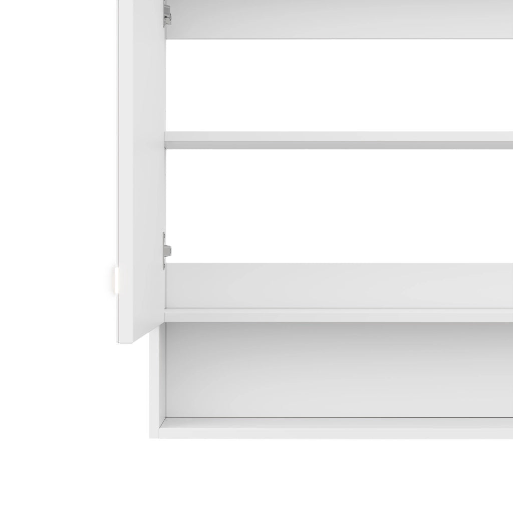 Mobile con specchio - 2 ante; LED dimmerabile e antiappannamento - per bagno - MDF - 80x17x70 cm - bianco