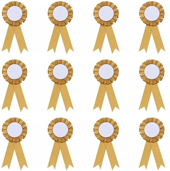 Medaglia di Vincitore in Oro con Pizzo Blanco da 12 pezzi, Badge di Primo Posto con Bottone d'Oro