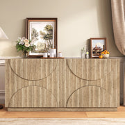 Sideboard in legno naturale con ripiani e ante, 160 x 40 x 80 cm