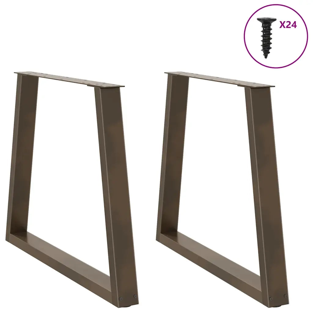 Gambe per tavolo da pranzo a forma di V 2 pz in acciaio naturale 80x(72-73,3) cm