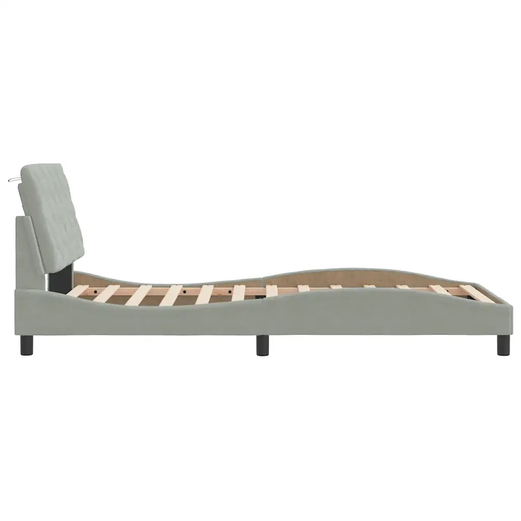 Giroletto senza Materasso Grigio Chiaro 100x200 cm Velluto