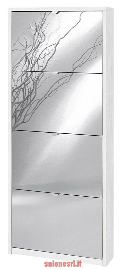 KIT SCARPIERA 4 ANTE CON RIBALTA E SPECCHIO FRONTALE H154 L63 P18 Cm FINITURA BIANCO OSSIDO SARMOG Sk554spk