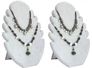 Kit di chiusura per collane in set di 2, display per collane in metallo grigio, chiusura per collane con 5 fori, contenitore per collane e accessori