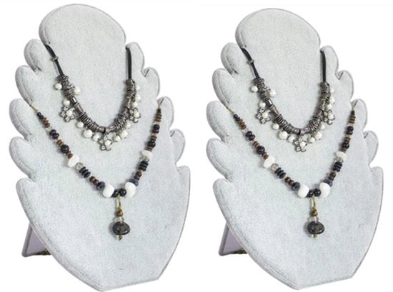 Kit di chiusura per collane in set di 2, display per collane in metallo grigio, chiusura per collane con 5 fori, contenitore per collane e accessori