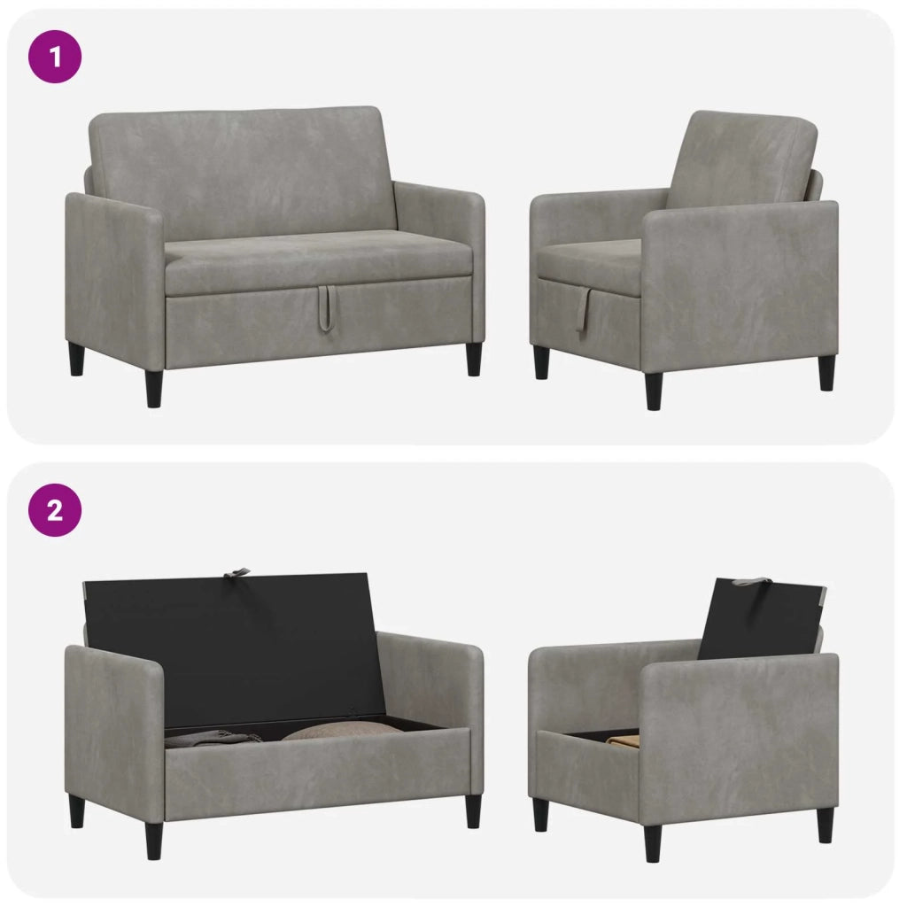Set di Divani con Storage 2 pz Grigio Chiaro Poliestere 3429162